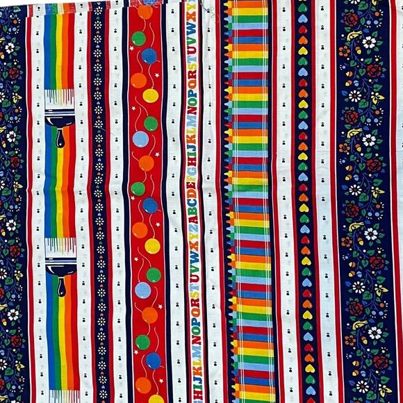 VIP Fabric Cranston Rainbow Quilt Border Print Stripe Heart Cotton ~43"L x 44"W - Picture 5 of 7